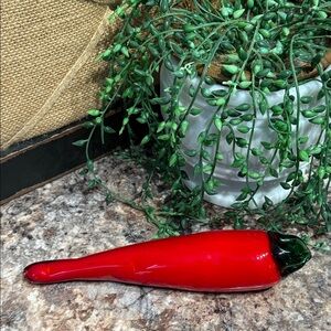 Red Glass Chili Pepper Decor